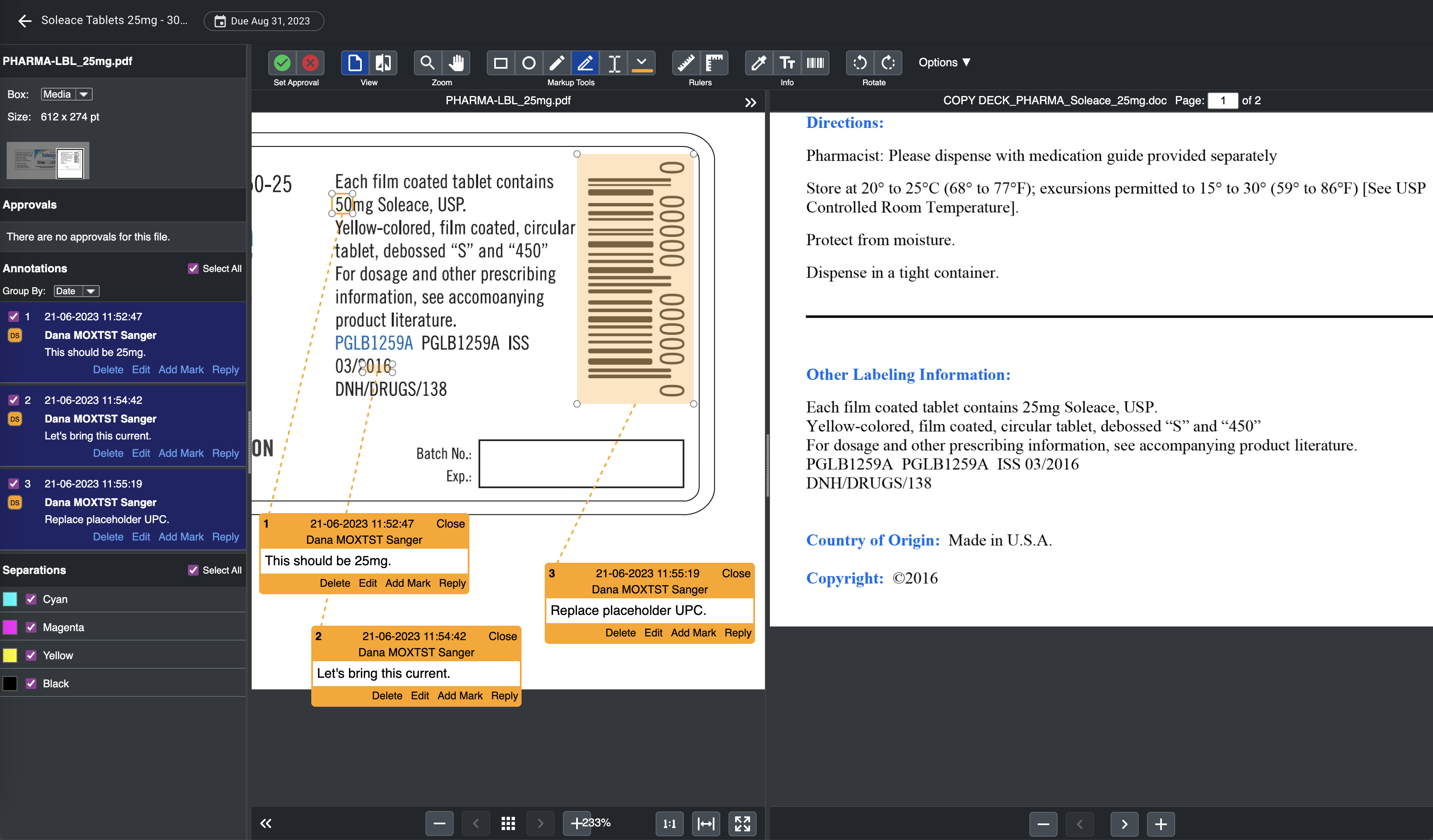 Image shows label requirements inside Mox